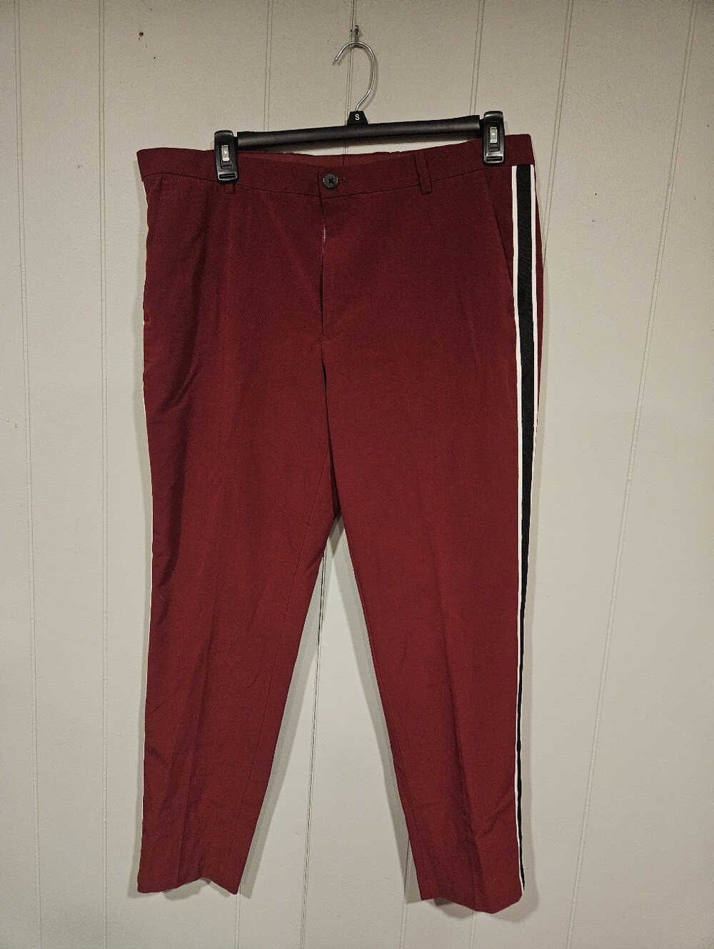 INC International Concepts Men's 36x30 Maroon Leg Striped Slim Fit Dress Pants